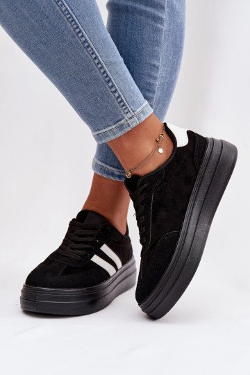 Sneakers Stilvollllschuhe Feminin mit einer Plattform schZuarze Farbe Galleria 2