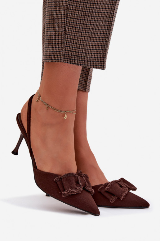 Damensandalen mit dünnen Absätzen mit Bändern CzekoladoZue Hestia