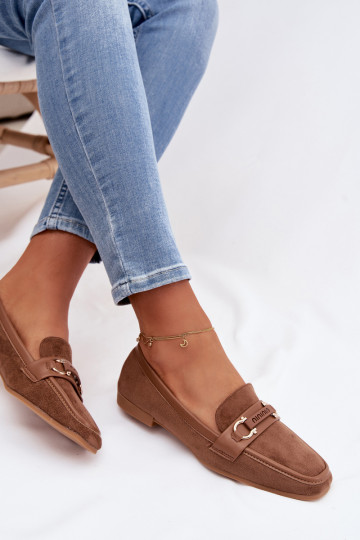 Mokassins Mokassins Feminin Mit Dekorationen Element braune Farbe Evelora