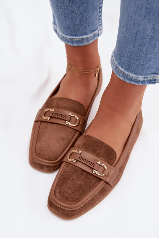 Mokassins Mokassins Feminin Mit Dekorationen Element braune Farbe Evelora