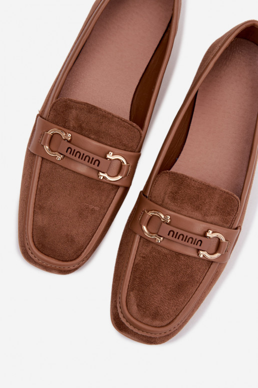 Mokassins Mokassins Feminin Mit Dekorationen Element braune Farbe Evelora