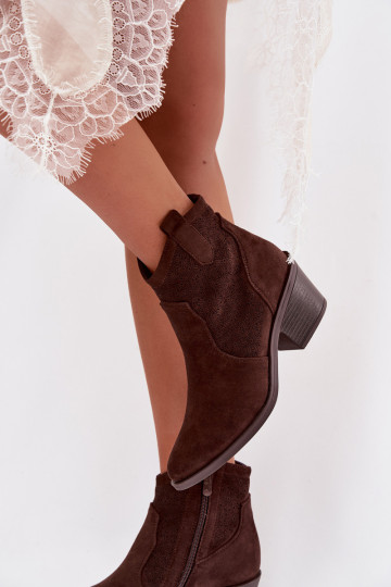 Durchbrochene Stiefel Feminin mit Absätzen S.Barski HY61-8013 CzekoladoZue 2