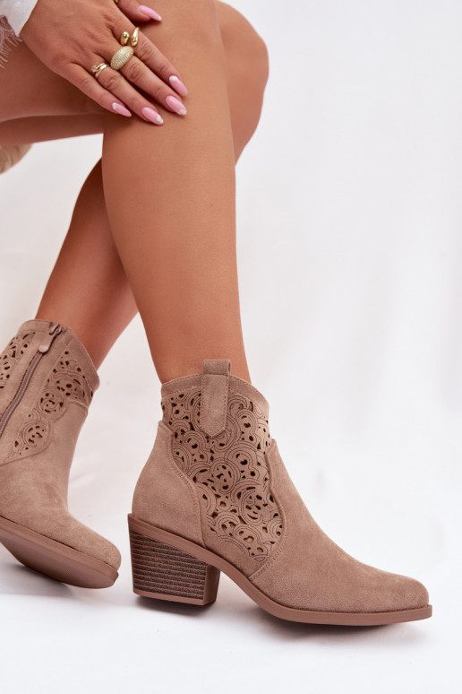 Durchbrochene Stiefel CoZuboy-Stil Feminin mit Absätzen S.Barski HY61-8012 Beige