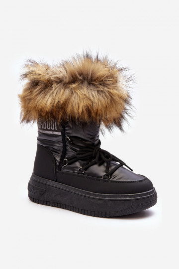 Damen Schneestiefel mit Fell und Plateau schwarz Įjungtabilla 2