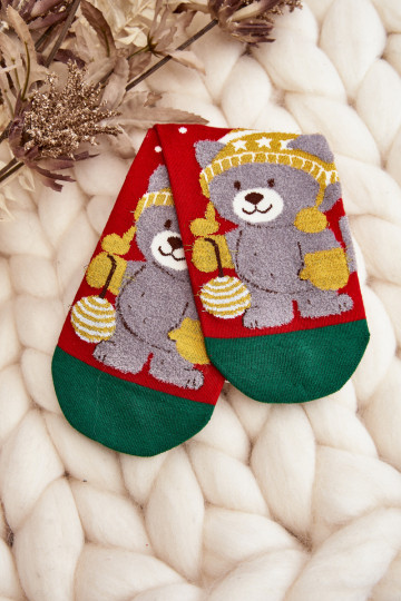 INeihnachtssocken für Damen Mit Bär rote Farbe 2