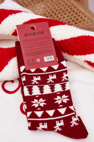 Herren Weihnachtssocken mit Rentieren bordeaux 2
