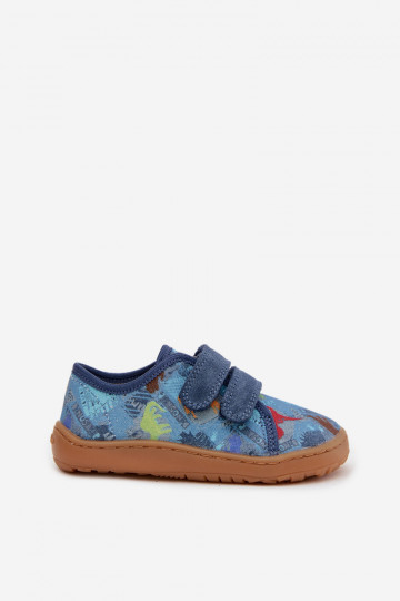 Kinder-Barefoot-Slipper mit Dinosauriern Froddo Canvas G1700440-15 in Blau 2
