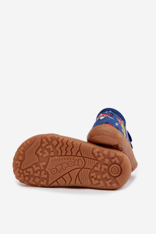 Hausschuhe Kindisch Barefoot Statki Kosmiczne Froddo Canvas G1700440-5 blaue Farbe