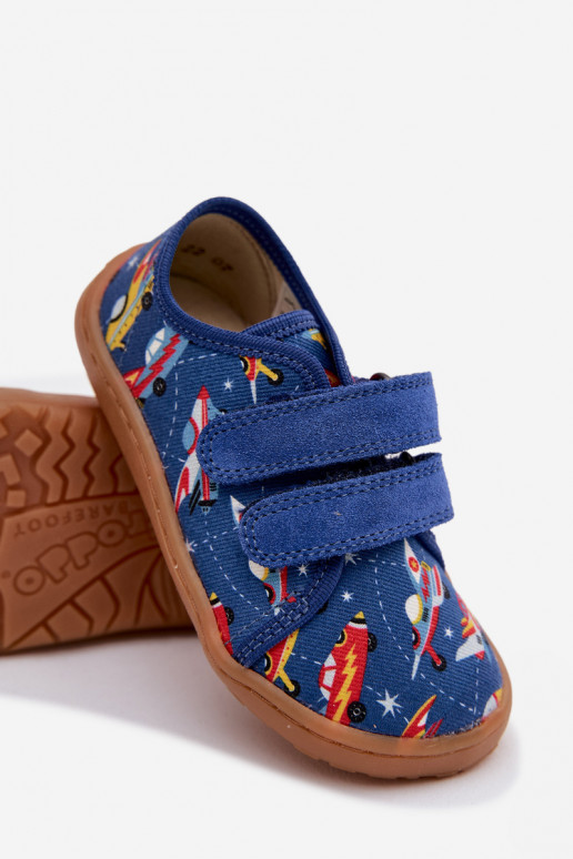 Hausschuhe Kindisch Barefoot Statki Kosmiczne Froddo Canvas G1700440-5 blaue Farbe