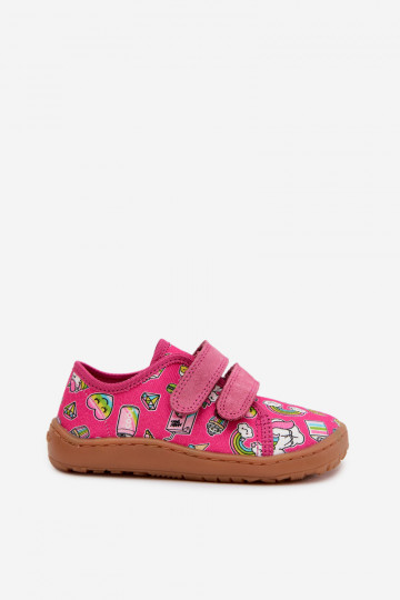 Hausschuhe Kindisch Barefoot Froddo Canvas G1700440-10 pinke Farbe 2