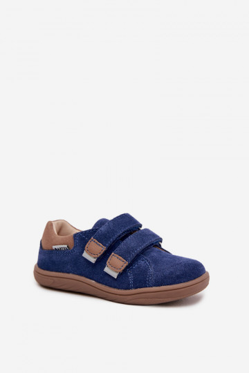 Lederne Barfuß-Kinderschuhe mit Reflektoren Bartek 8600366 in Dunkelblau