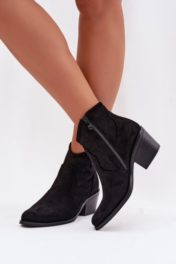 Damen-Ausschnitt-Stiefeletten mit Absatz S.Barski HY61-8013 in Schwarz 2