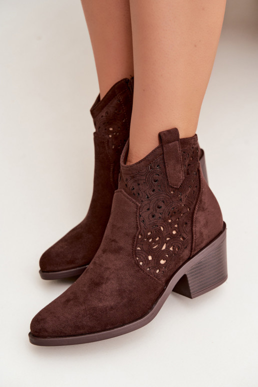 Durchbrochene Stiefel CoZuboy-Stil Feminin mit Absätzen S.Barski HY61-8012 CzekoladoZue