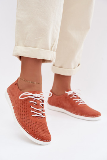 Damen-Schuhe aus natürlichem Wildleder S.Barski LR61-7080 in Orange