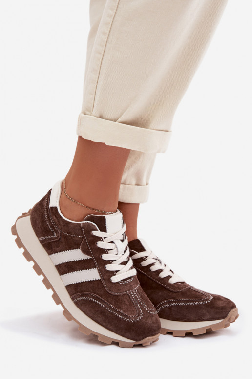 aus INildleder Sneakers Stilvollllschuhe Feminin mit einer Plattform S.Barski LR61-7097 CzekoladoZue