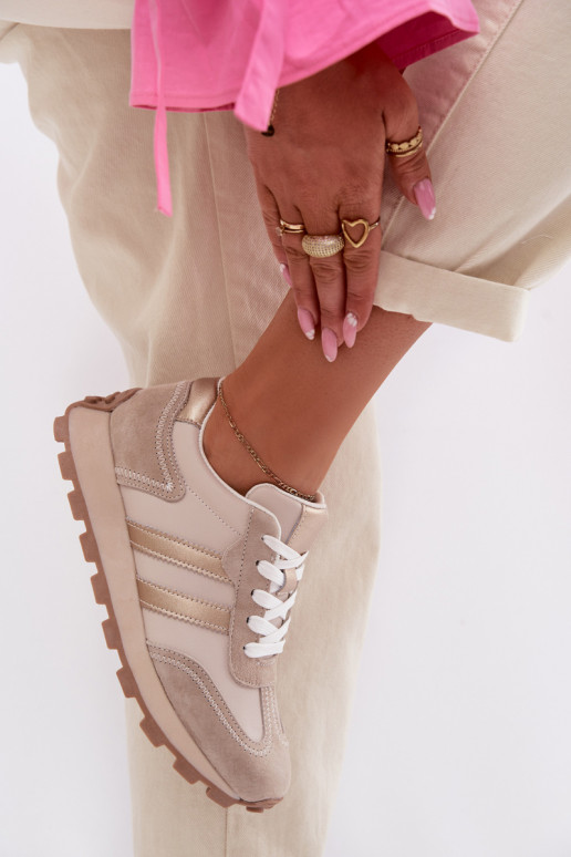 aus INildleder Sneakers Stilvollllschuhe Feminin mit einer Plattform S.Barski LR61-7097 Beige