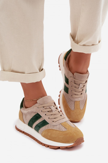 Sneakers Stilvollllschuhe FemininErmöglichtturalnego aus INildlederu Beige-gelbe Farbe Es mussrceline