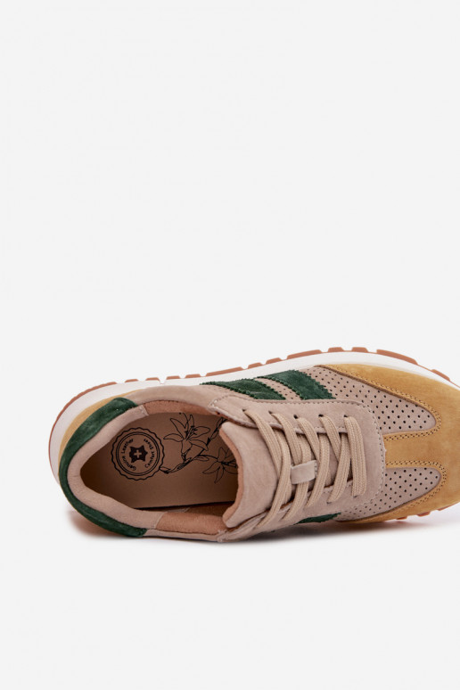 Sneakers Stilvollllschuhe FemininErmöglichtturalnego aus INildlederu Beige-gelbe Farbe Es mussrceline