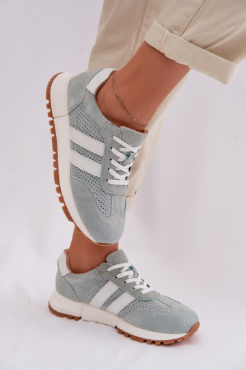 Damen-Schuhe im Sneaker-Stil aus natürlichem Wildleder in Mint