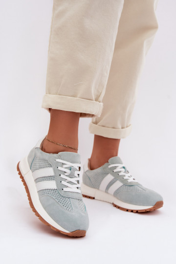 Damen-Schuhe im Sneaker-Stil aus natürlichem Wildleder in Mint 2