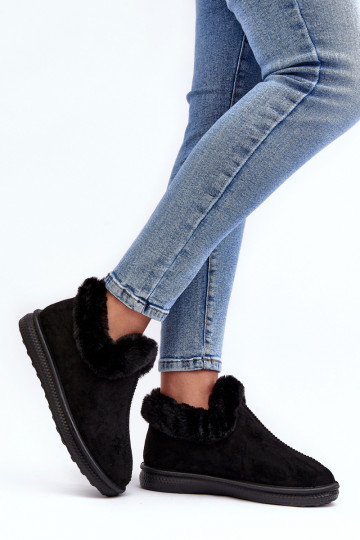 Niedrig Schneestiefel Feminin mit Pelzmantel schZuarze Farbe Pilani