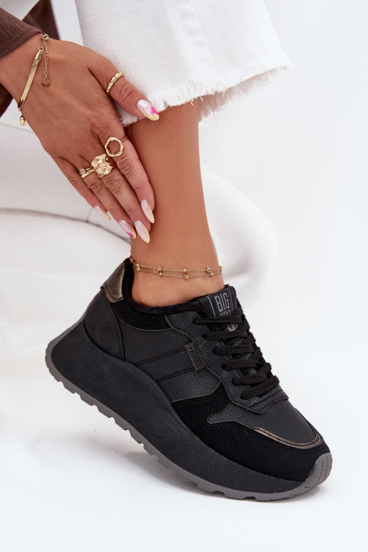 sich Zuarm laufen Sneakers Stilvollllschuhe Feminin mit einer Plattform Big Star SS274007 HI-POLY SYSTEM schZuarze Farbe