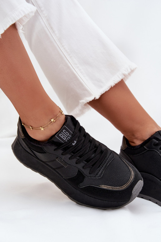 sich Zuarm laufen Sneakers Stilvollllschuhe Feminin mit einer Plattform Big Star SS274007 HI-POLY SYSTEM schZuarze Farbe