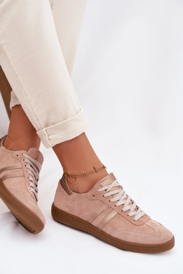 Zazoo N1068 Damen-Sneaker aus Kunstwildleder in Rosa
