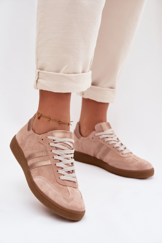 Zazoo N1068 Damen-Sneaker aus Kunstwildleder in Rosa