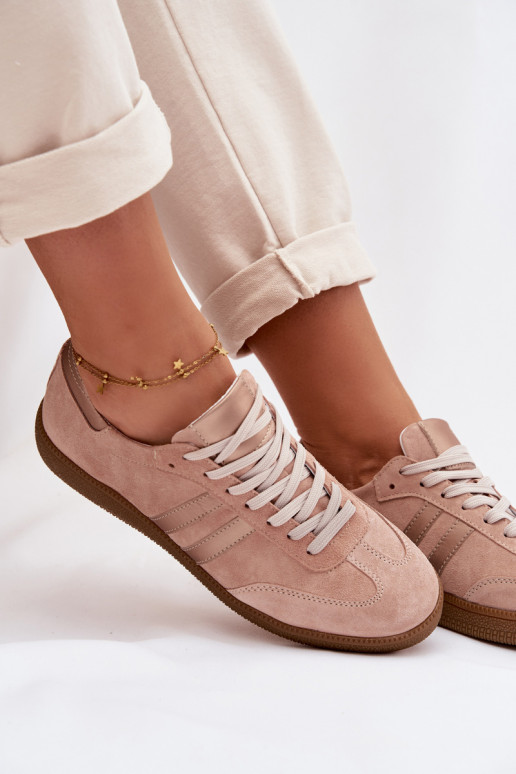 Zazoo N1068 Damen-Sneaker aus Kunstwildleder in Rosa