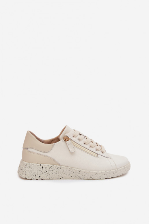 Haut Schuhe Feminin mit Reißverschlüssen Beige Dorothea