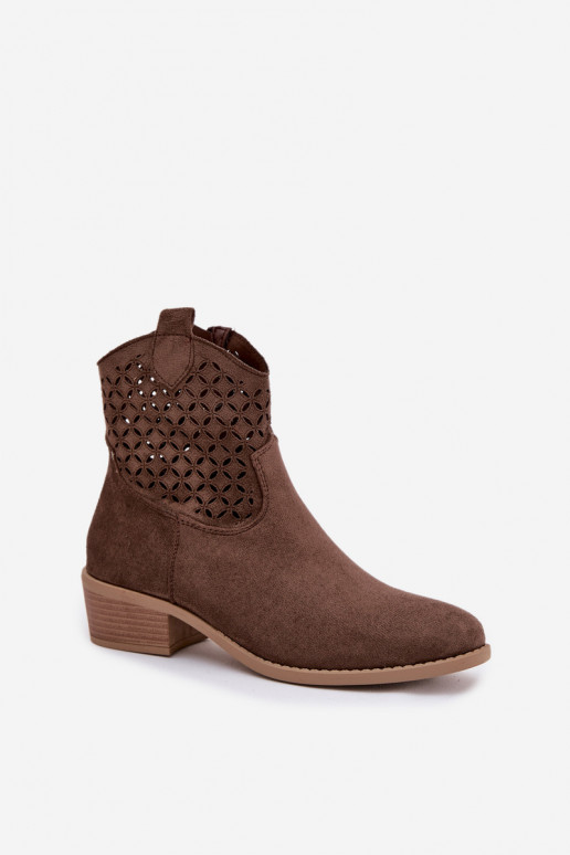 Durchbrochene Stiefel Feminin mit Absätzen braune Farbe Briavine
