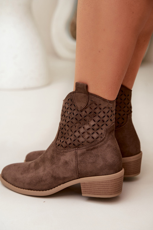 Durchbrochene Stiefel Feminin mit Absätzen braune Farbe Briavine