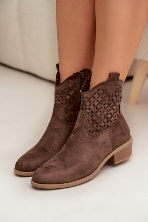 Durchbrochene Stiefel Feminin mit Absätzen braune Farbe Briavine