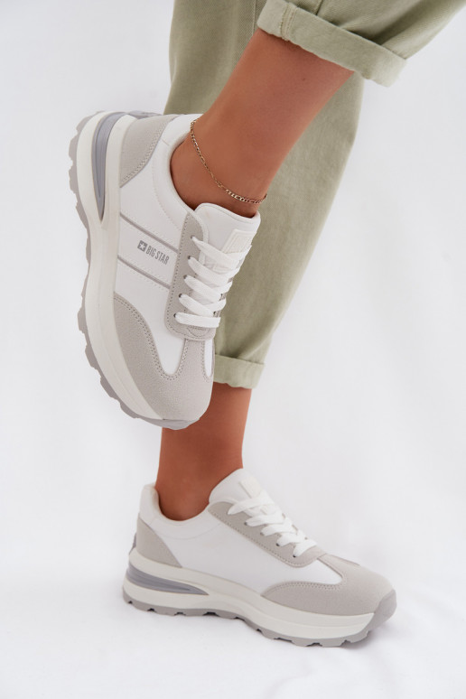 Sneakers Stilvollllschuhe Turnschuhe Feminin Big Star TT274879 HI-POLY SYSTEM INeiß-graue Farbe