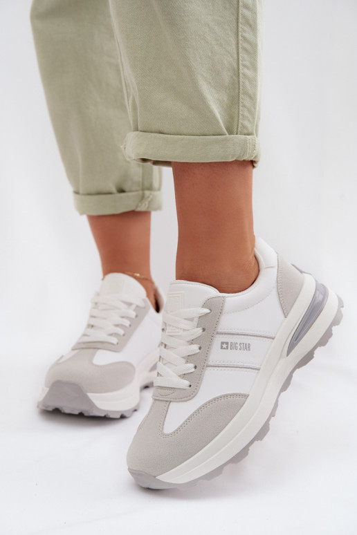 Sneakers Stilvollllschuhe Turnschuhe Feminin Big Star TT274879 HI-POLY SYSTEM INeiß-graue Farbe