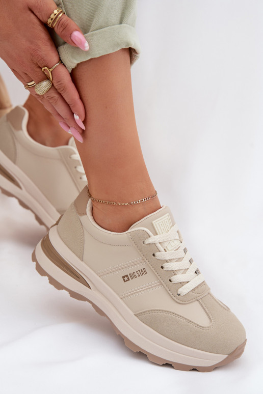 Sneakers Stilvollllschuhe Turnschuhe Feminin Big Star TT274876 HI-POLY SYSTEM Beige