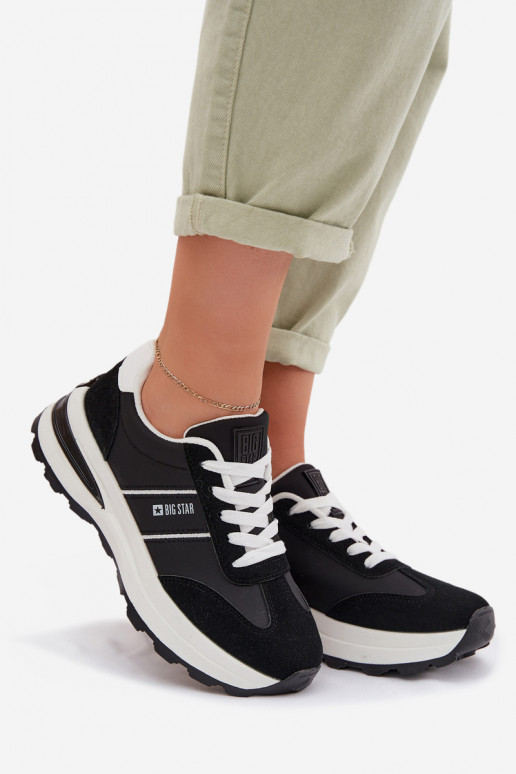 Sneakers Stilvollllschuhe Turnschuhe Feminin Big Star TT274877 HI-POLY SYSTEM schZuarze Farbe