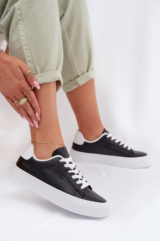 Sneakers Stilvollllschuhe Feminin aus Öko-Leder Big Star TT274927 HI-POLY SYSTEM schZuarze Farbe