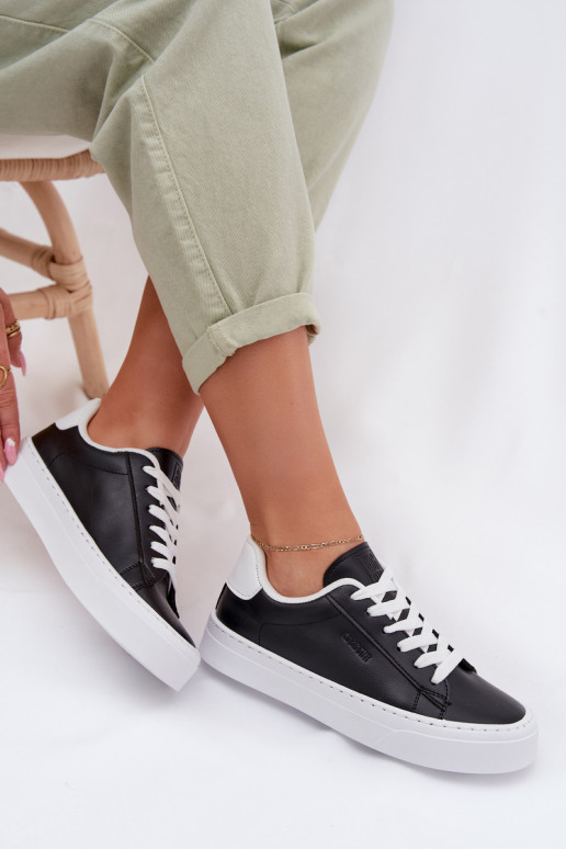 Sneakers Stilvollllschuhe Feminin aus Öko-Leder Big Star TT274927 HI-POLY SYSTEM schZuarze Farbe