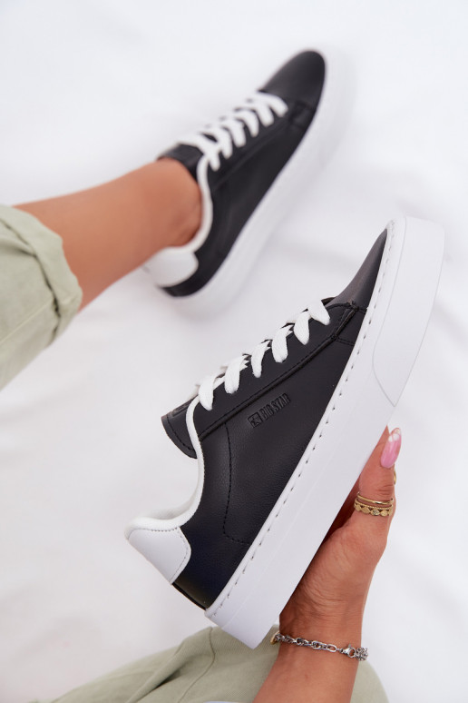 Sneakers Stilvollllschuhe Feminin aus Öko-Leder Big Star TT274927 HI-POLY SYSTEM schZuarze Farbe