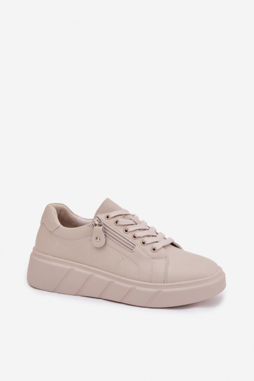 Haut Schuhe Feminin mit Reißverschlüssen Beige Althea