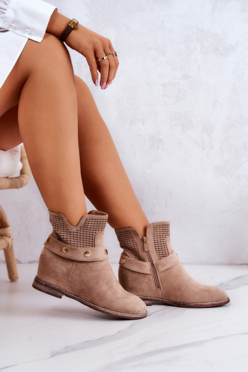 Damenstiefel mit Durchbrüchen in Frühjahrssand Royale 2