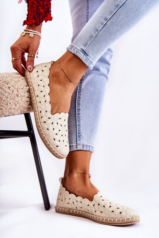 Feminin Ein überzeugendes Stilvollll Ballerinas mit Blumen Beige Vennice