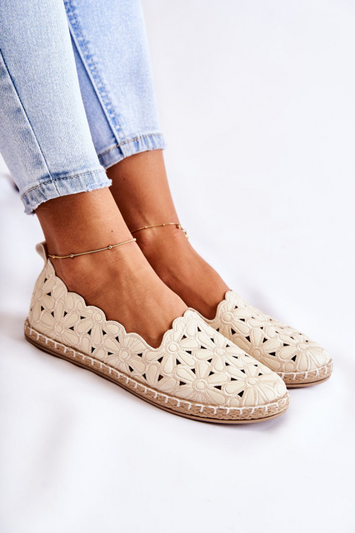 Feminin Ein überzeugendes Stilvollll Ballerinas mit Blumen Beige Vennice