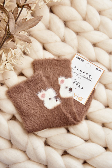 mit Pelzmantel Skarpety Kindisch Mit Bär braune Farbe 2