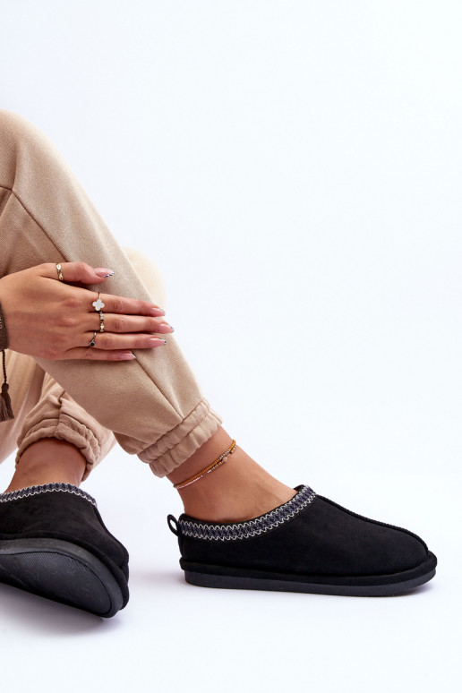 Feminin aus INildleder Hausschuhe mit Pelzmantel schZuarze Farbe Polinna