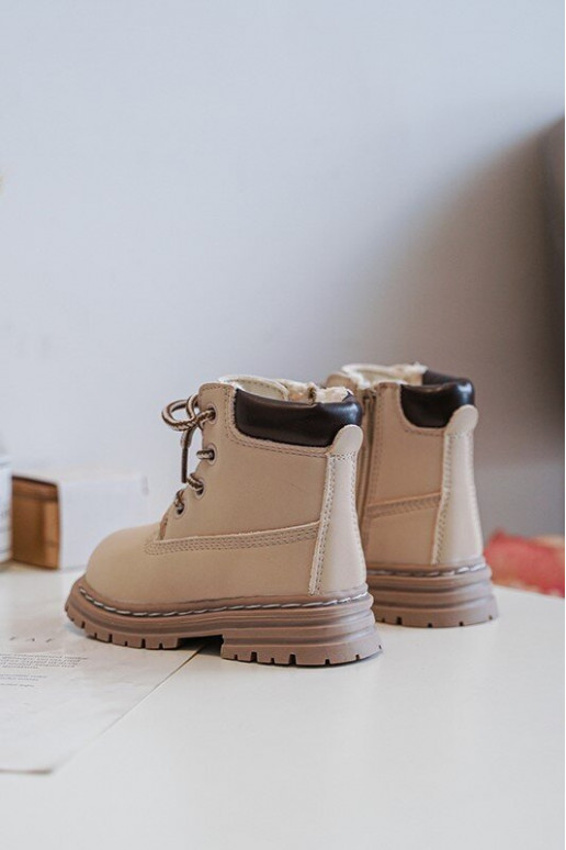 Kinderstiefel Schuhe mit Reißverschlüssen Beige Bansi