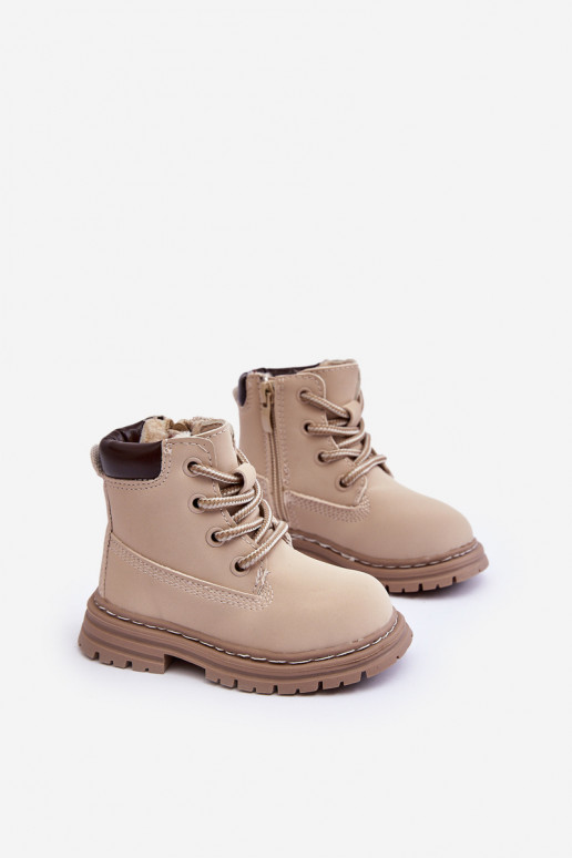 Kinderstiefel Schuhe mit Reißverschlüssen Beige Bansi