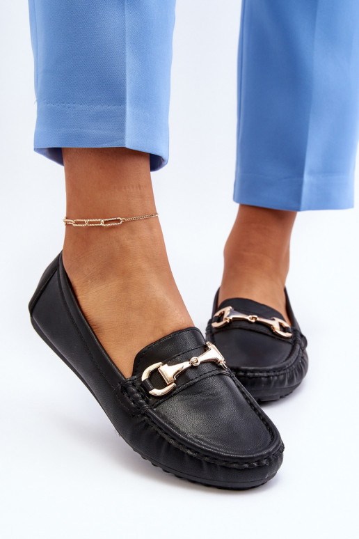 Feminin Klassisches Stilvollll Mokassins Eko Haut schZuarze Farbe Demese